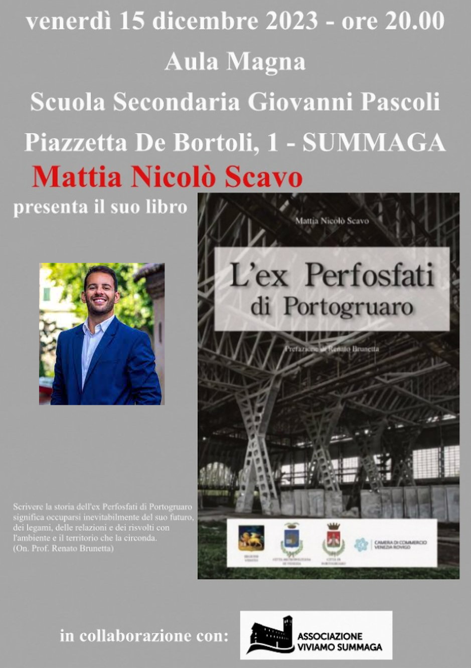 Mattià Nicolò Scavo presenta il libro L'Ex Perfosfati di Portogruaro